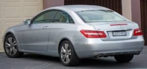 Silver Mercedes C207 E Class coupe